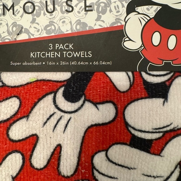 Disney Mickey Mouse white hands Red 3 pack microfiber kitchen towels - Picture 2 of 4